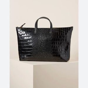Clare V - Black Croc Attaché Tote